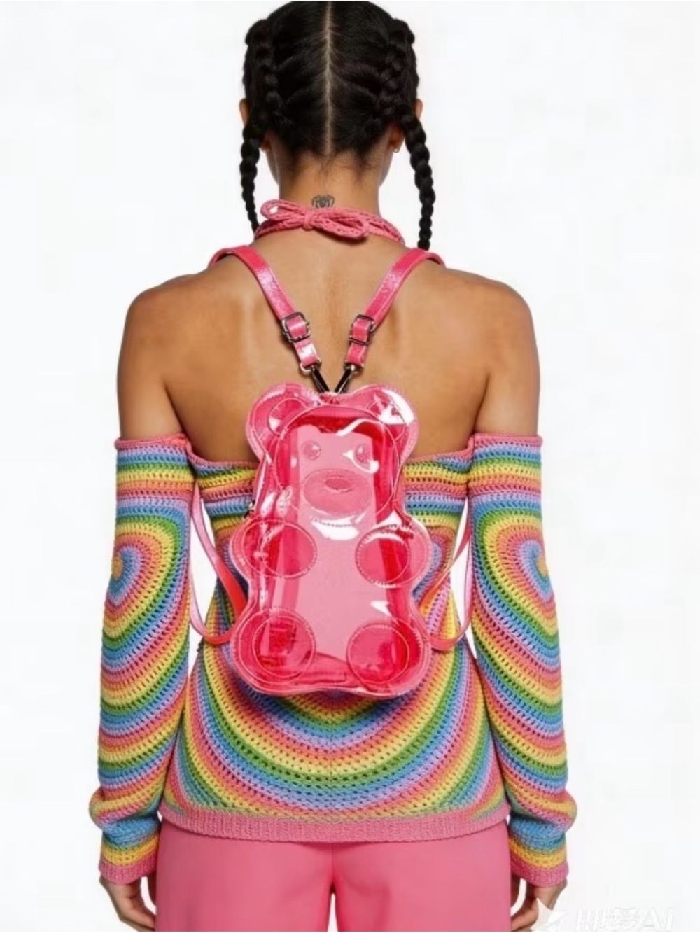 {NEW} Mini PVC Gummy Bear Clear Backpack Pink
